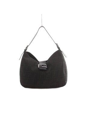 Fendi Zucca Pattern Bag Canvas Leather Black